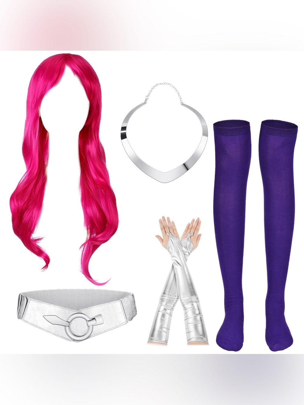 Teen Titans Starfire Pink Wig And Accessories Halloween Cosplay Synthetic